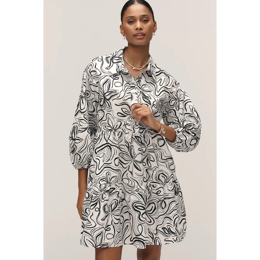 NWT Anthropologie The Bettina Tiered Mini Shirt Dress by Maeve - Size XS